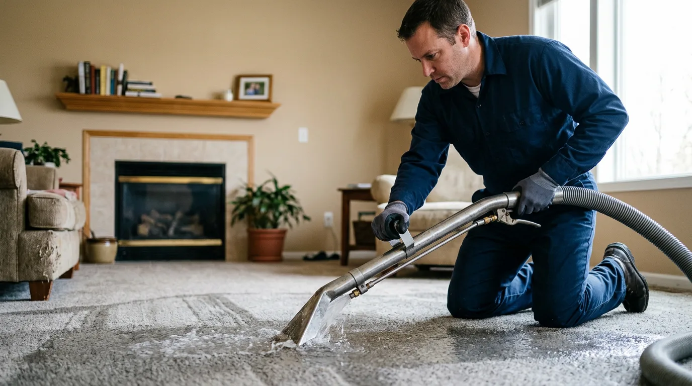 Water damage restoration technician working near Sharpsburg, IA